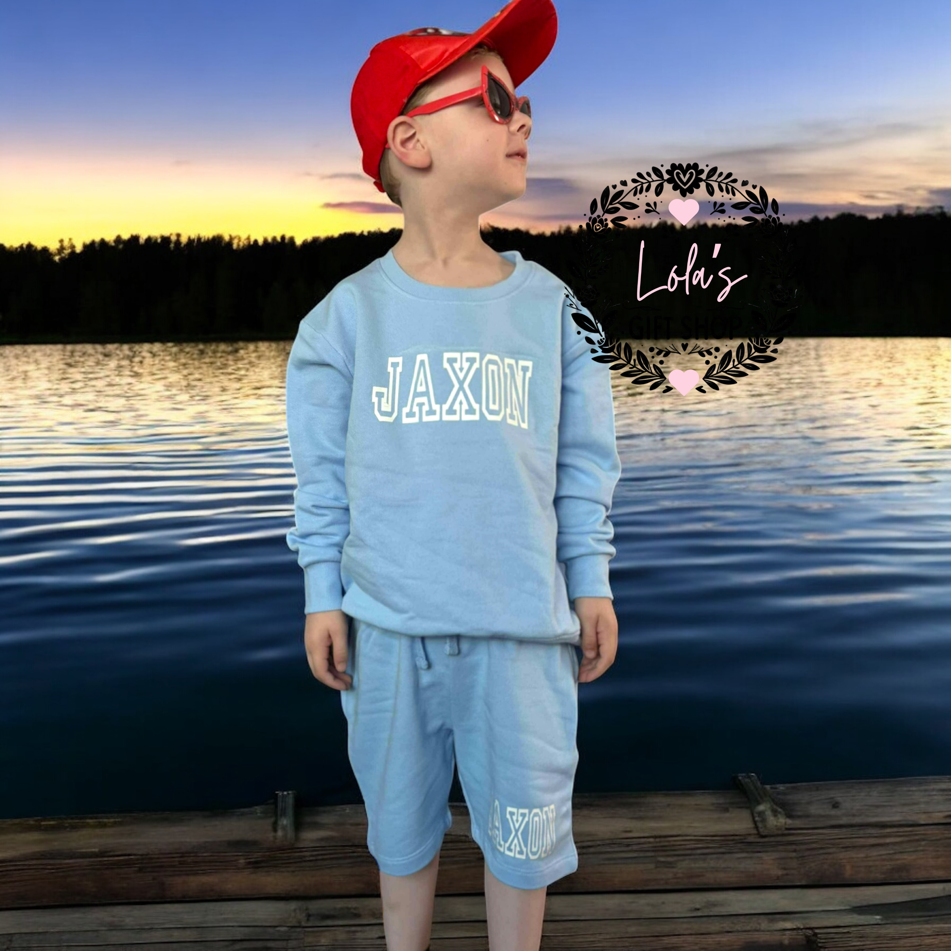 Personalised varsity shorts and sweatshirt sets