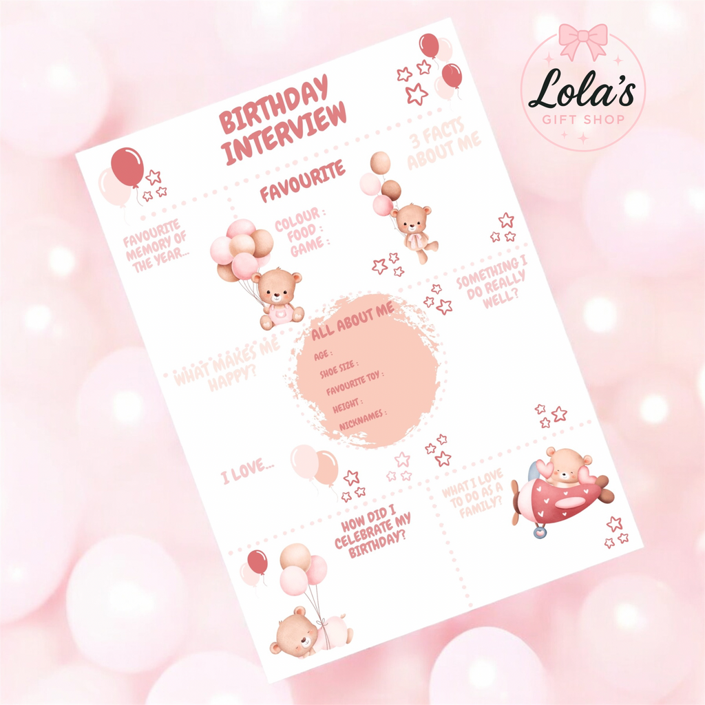 A4 birthday interview boards