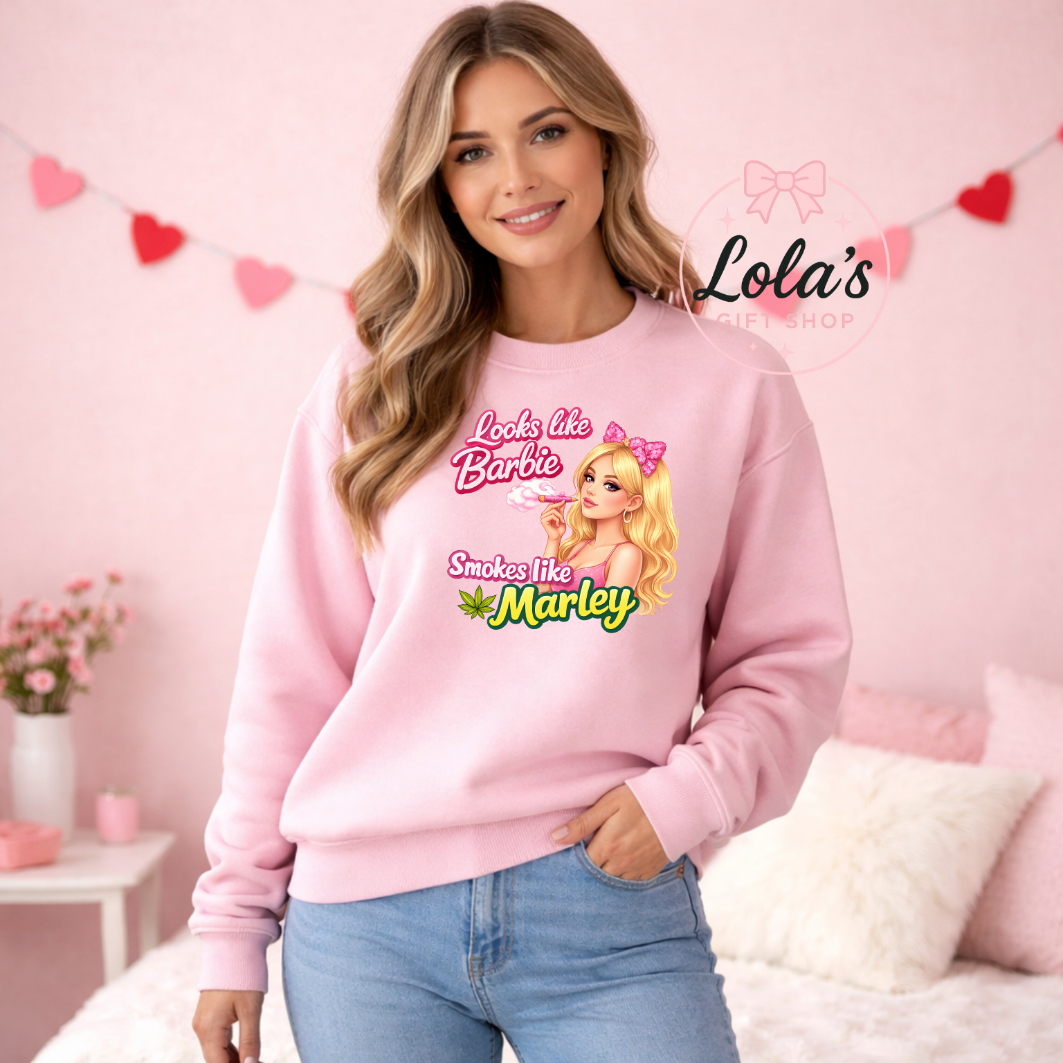 Looks like Barbie smokes like Marley pink Sweatshirt
