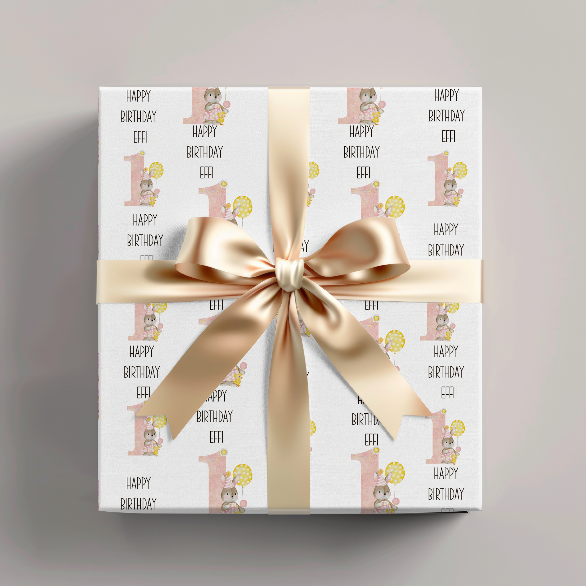 Personalised chick and rabbit wrapping paper