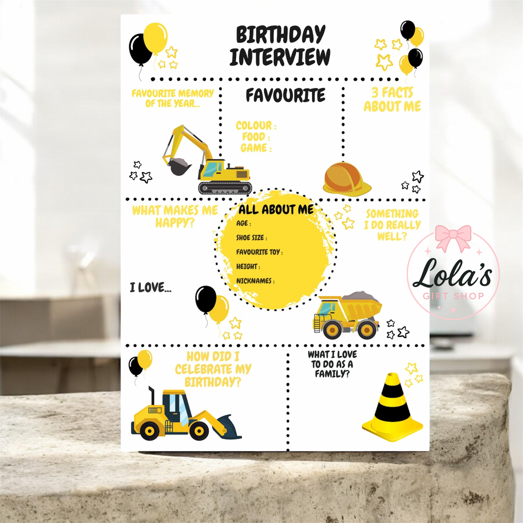 A4 birthday interview boards