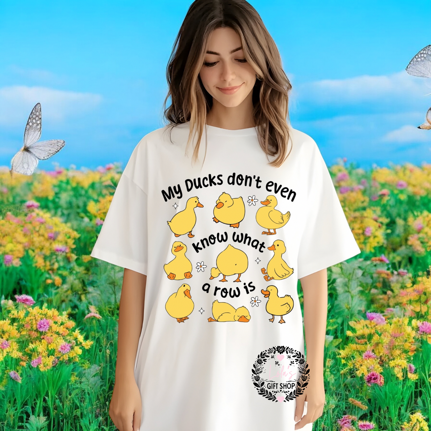 Ducks in a row tshirt white