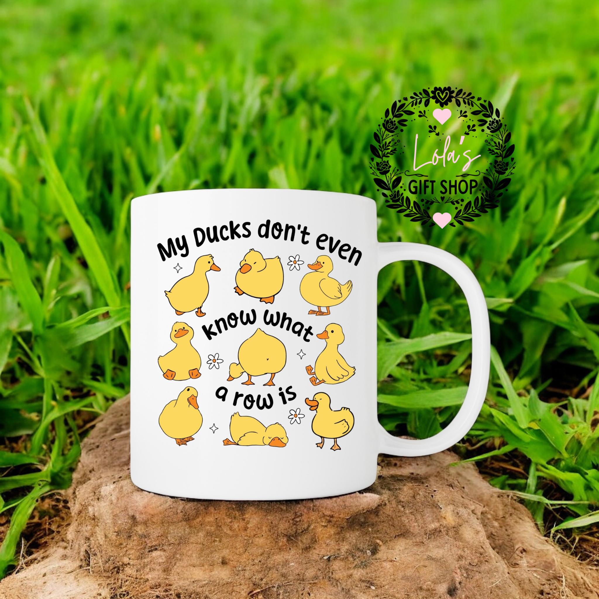Ducks in a row mug