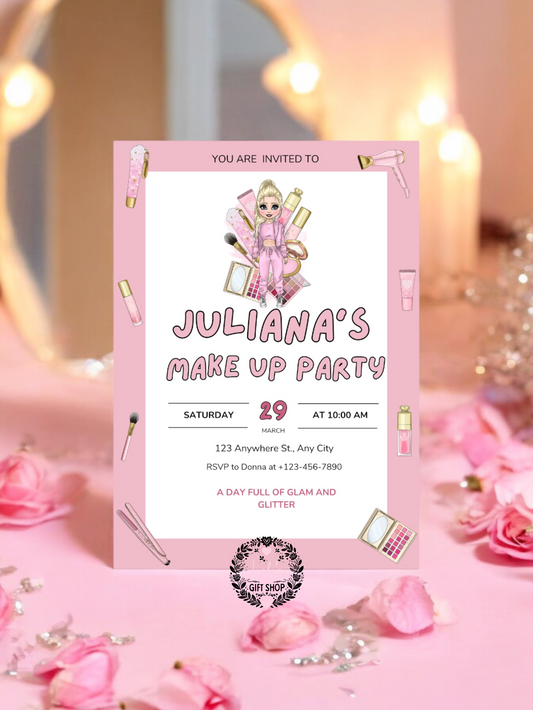 Make up lounge girls party invite