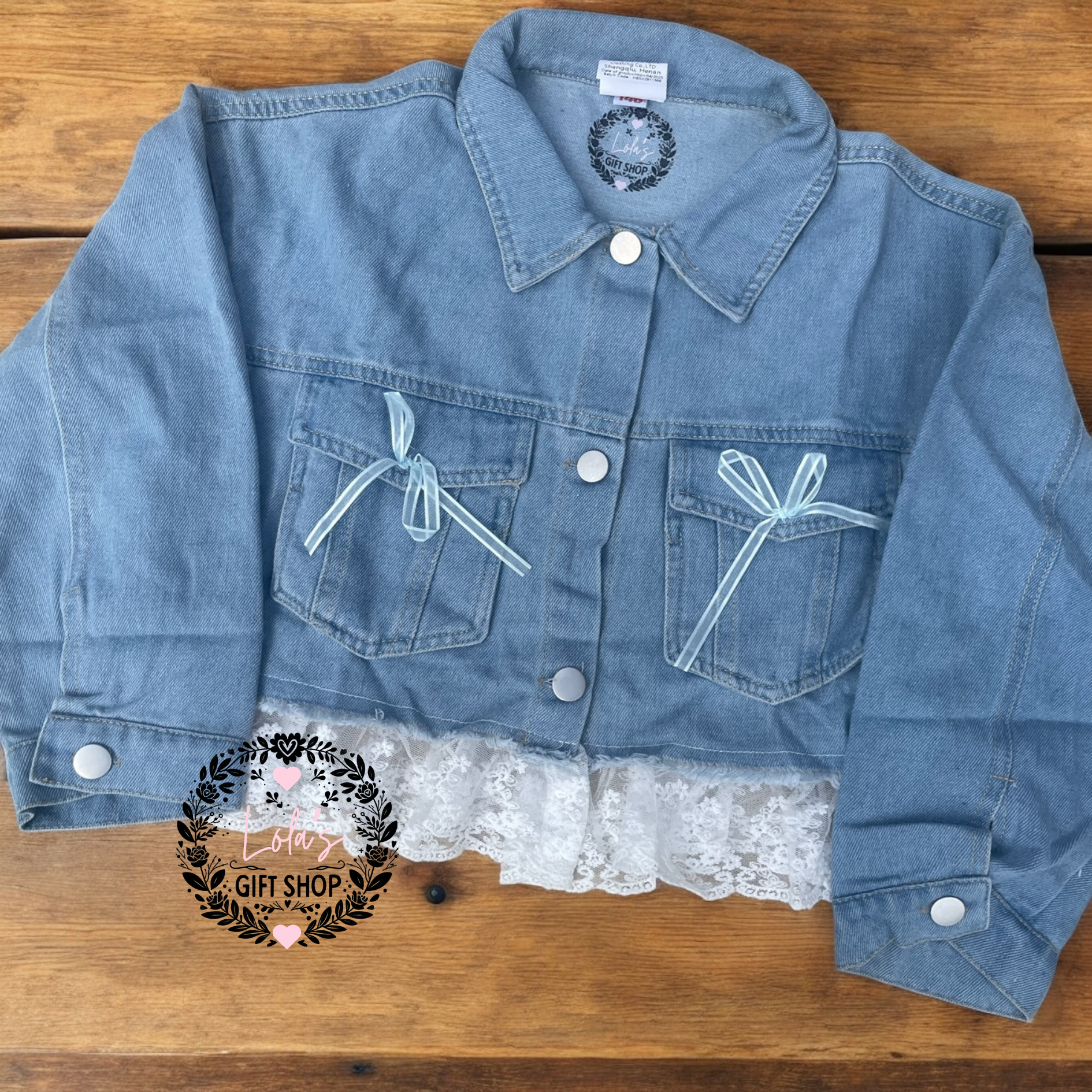 Lace personalised denim jacket