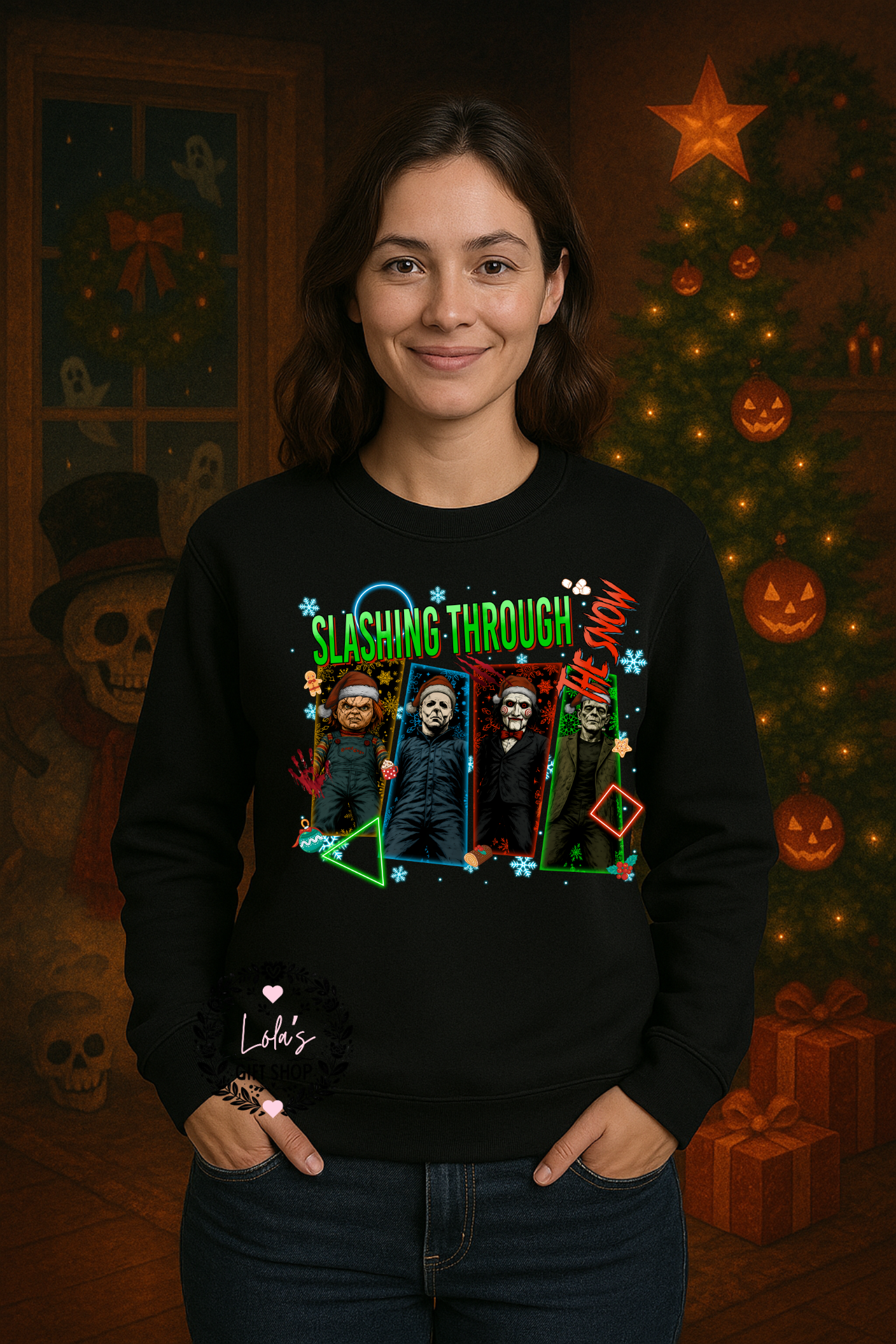 Adult Slashing through the snow sweatshirt