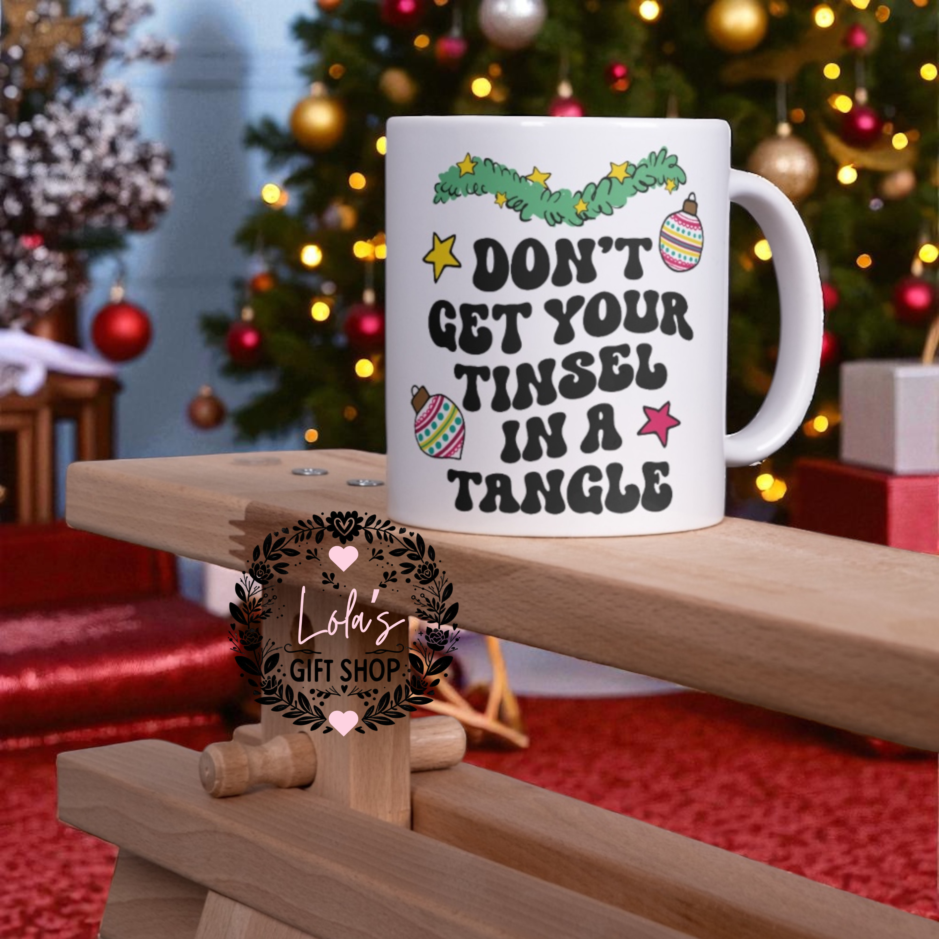 Tinsel in a tangle 11oz mug