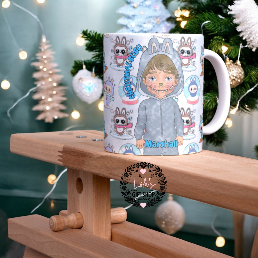 Personalised “Christmas Bubu” Mug – 11oz blue