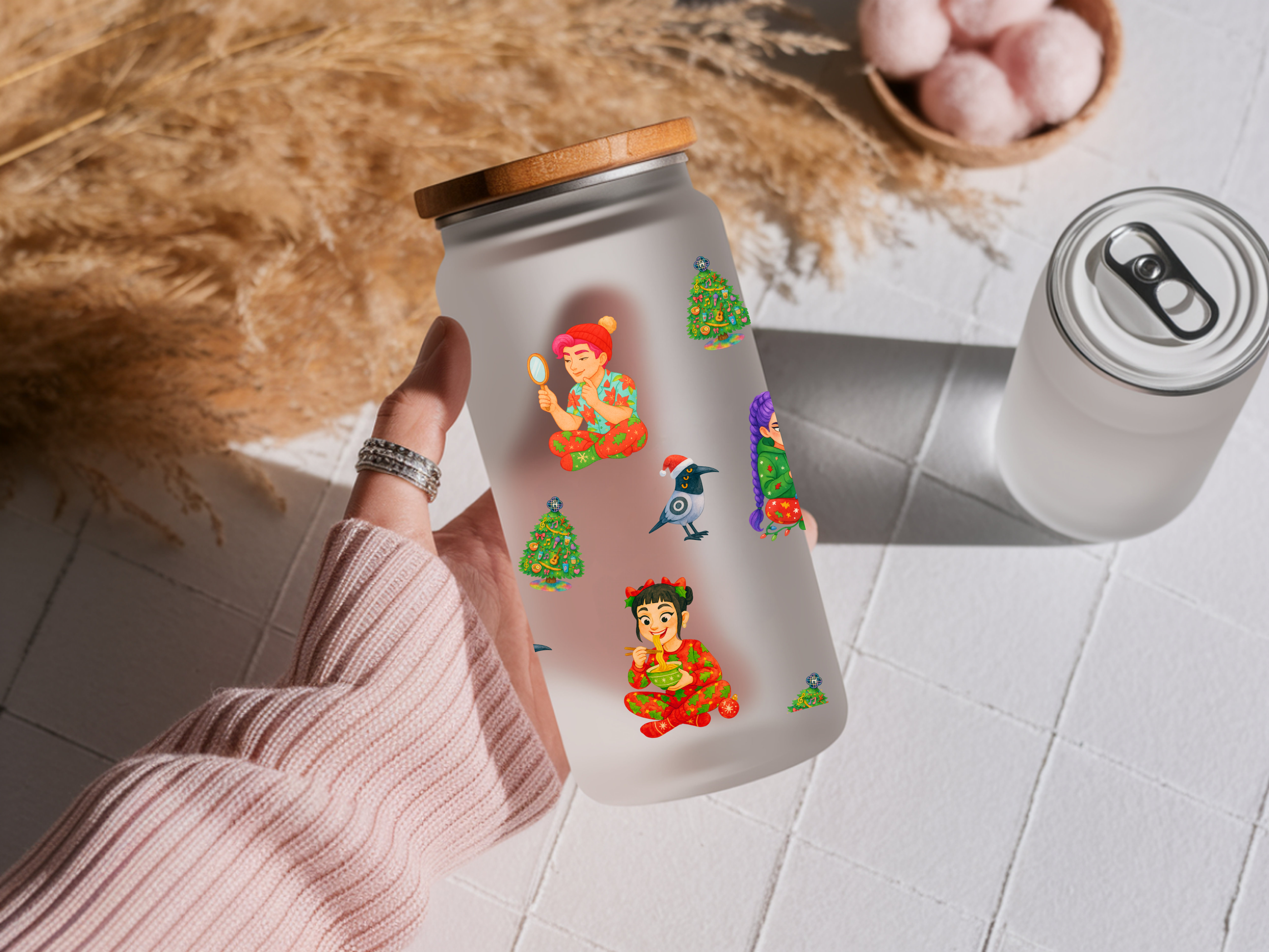 Hunters/demons Christmas 16oz Libby glass can