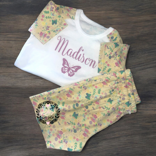 Personalised butterfly shorts set