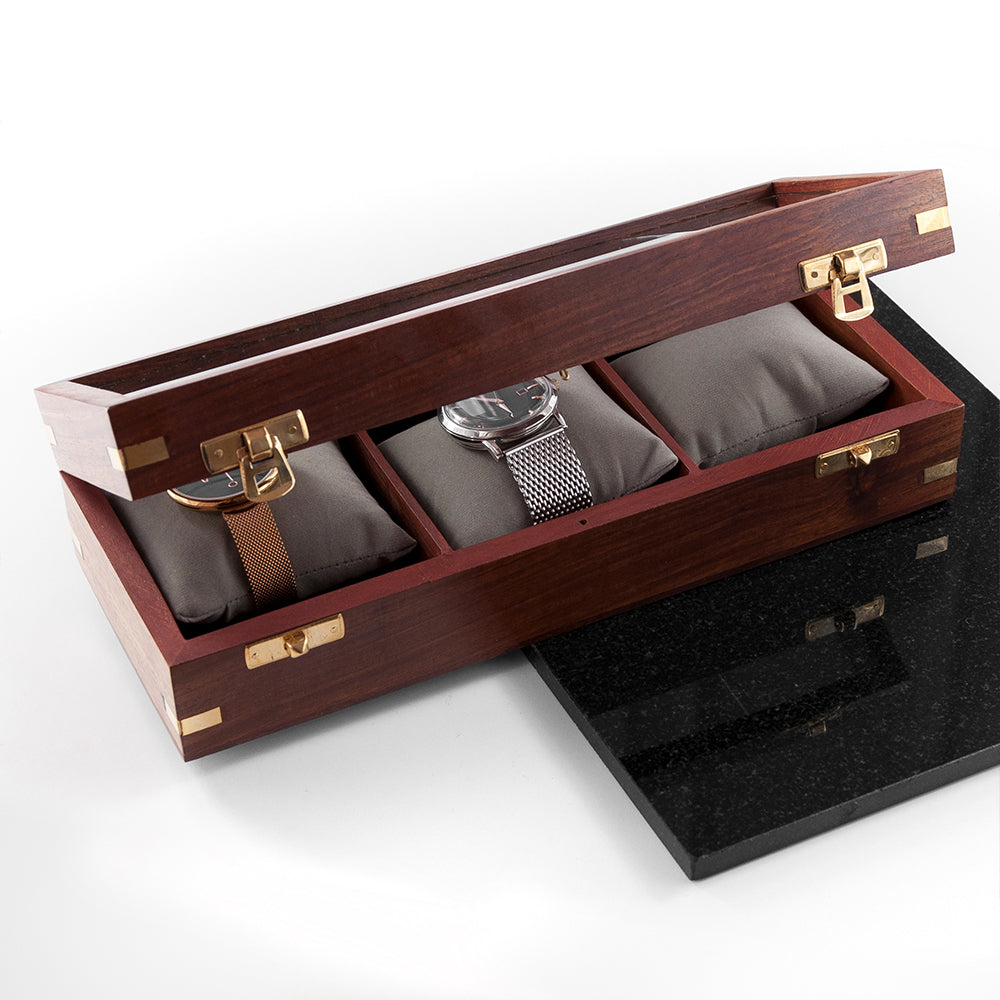 Personalised 3 Piece Wooden Watch Box