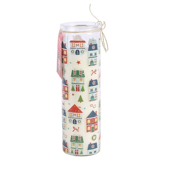 Christmas Street Print Gingerbread Cookie Tube Candle