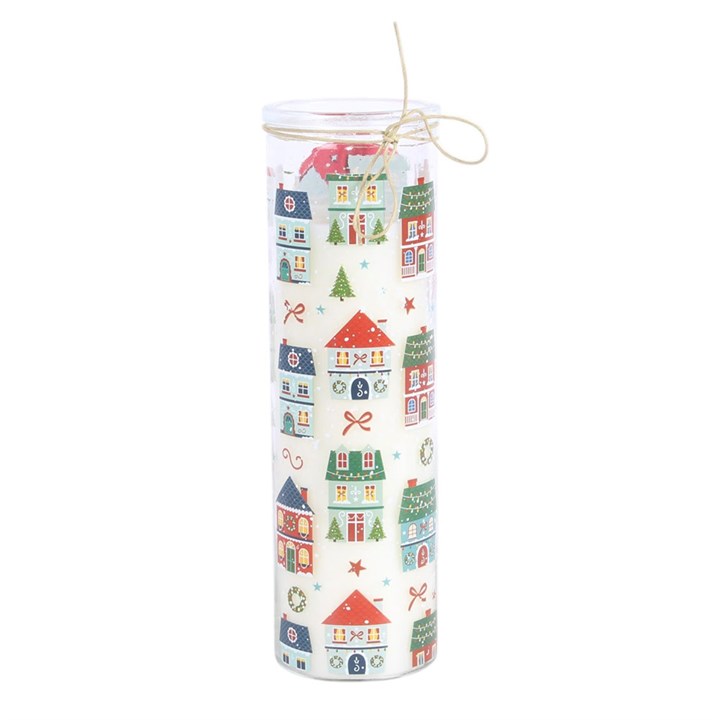 Christmas Street Print Gingerbread Cookie Tube Candle