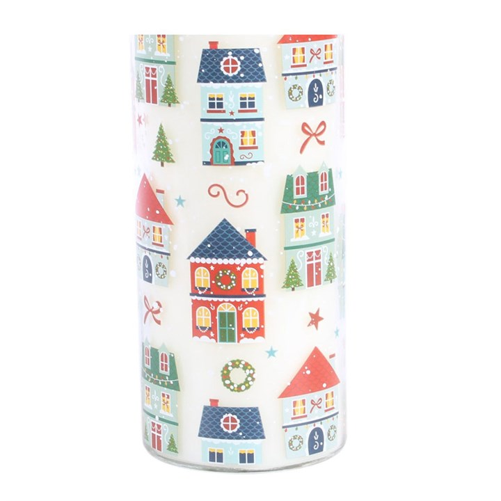 Christmas Street Print Gingerbread Cookie Tube Candle