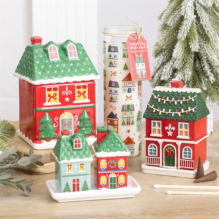 Christmas Street Print Gingerbread Cookie Tube Candle