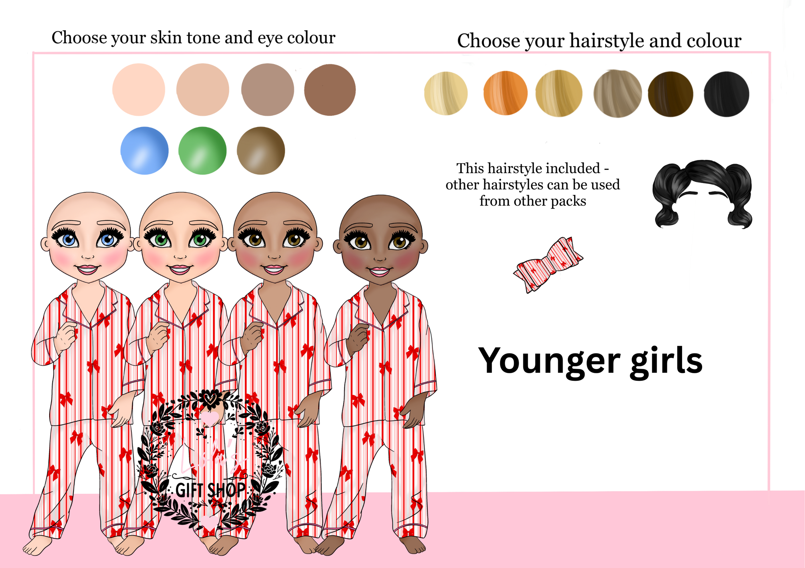 candy cane make up younger girls pyjamas