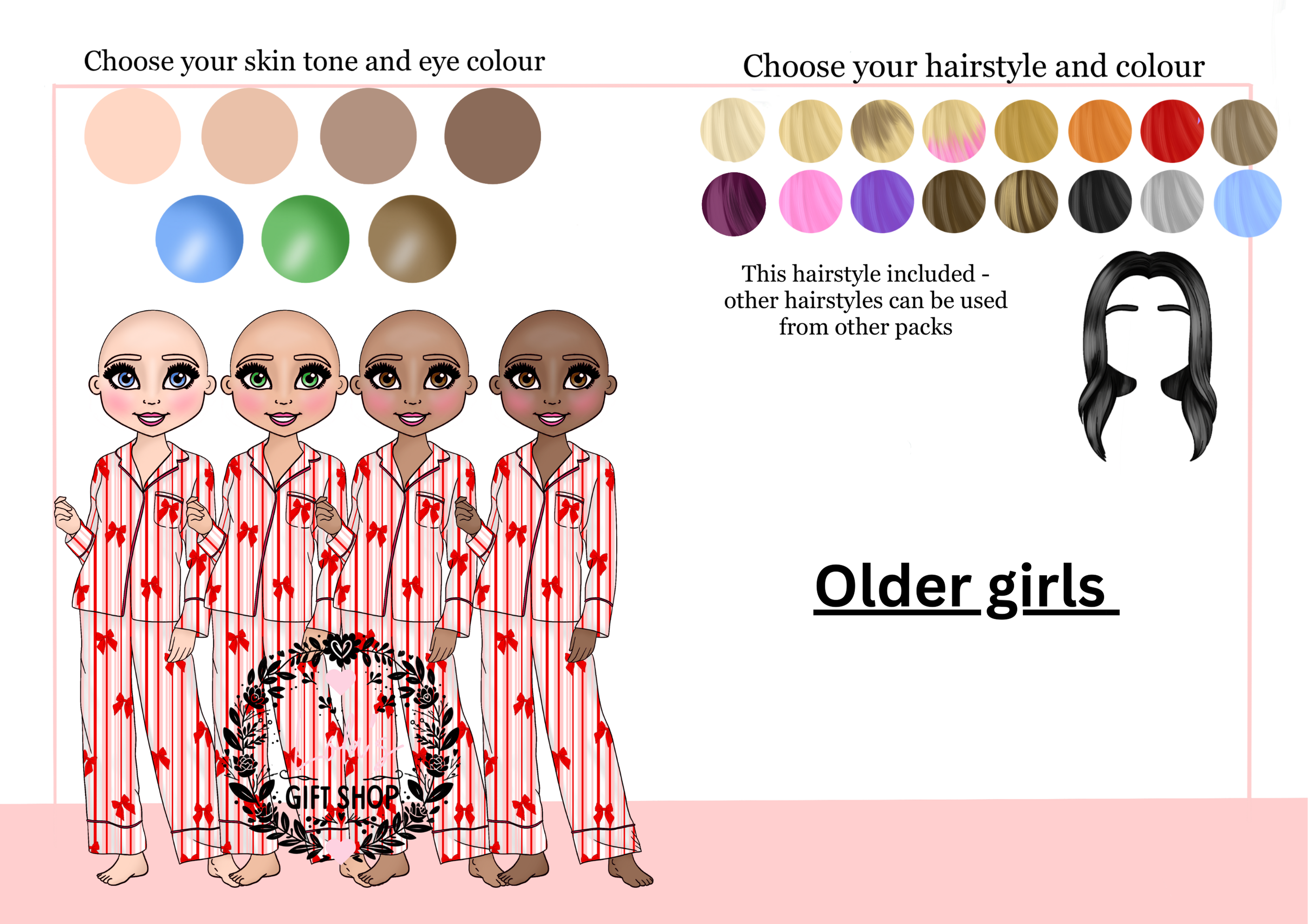 Red stripped make up girl Christmas gift box
