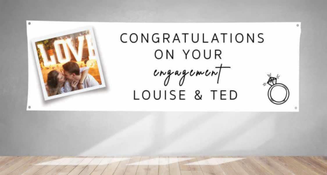 Personalised engagement Banner Upload Your Own Photo 1ft x 3ft GB001 (Copy)