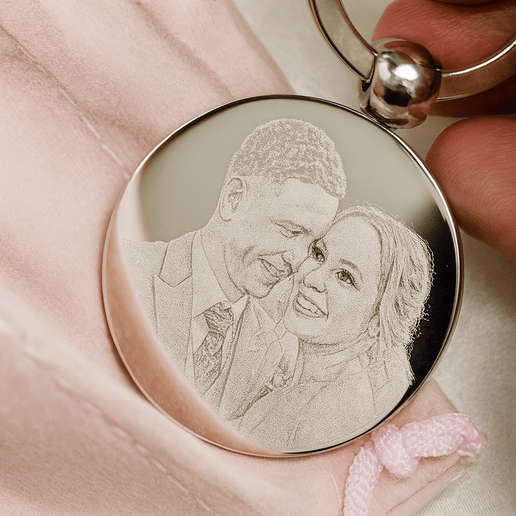 Engraved Stainless Steel Keyring – Custom Photo Keepsake With Double Sided Engraving