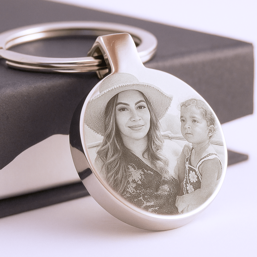 Engraved Stainless Steel Keyring – Custom Photo Keepsake With Double Sided Engraving