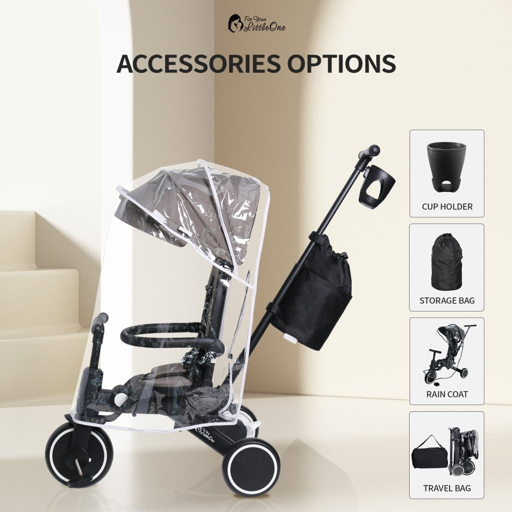 Foryourlittleone Xplor Ultimate 6 in 1 Foldable Trike - Jet Black (10m-4y)