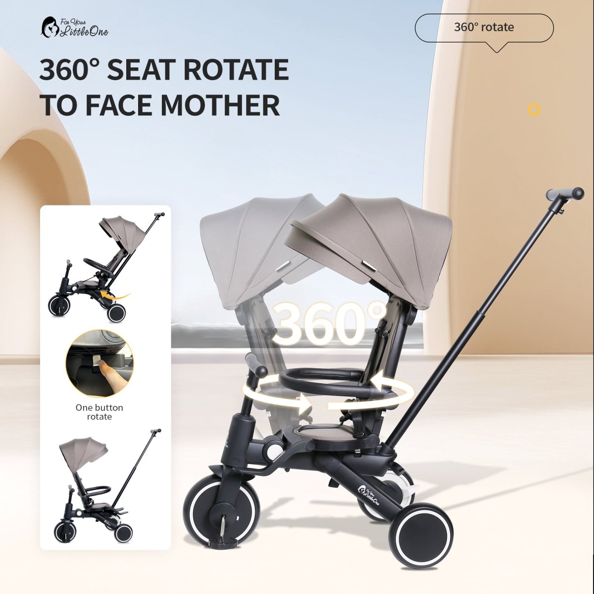 Foryourlittleone Xplor Ultimate 6 in 1 Foldable Trike - Jet Black (10m-4y)