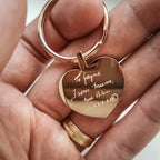 Rose Gold Heart Keychain – Personalised Photo Engraved Keepsake with Velvet Pouch