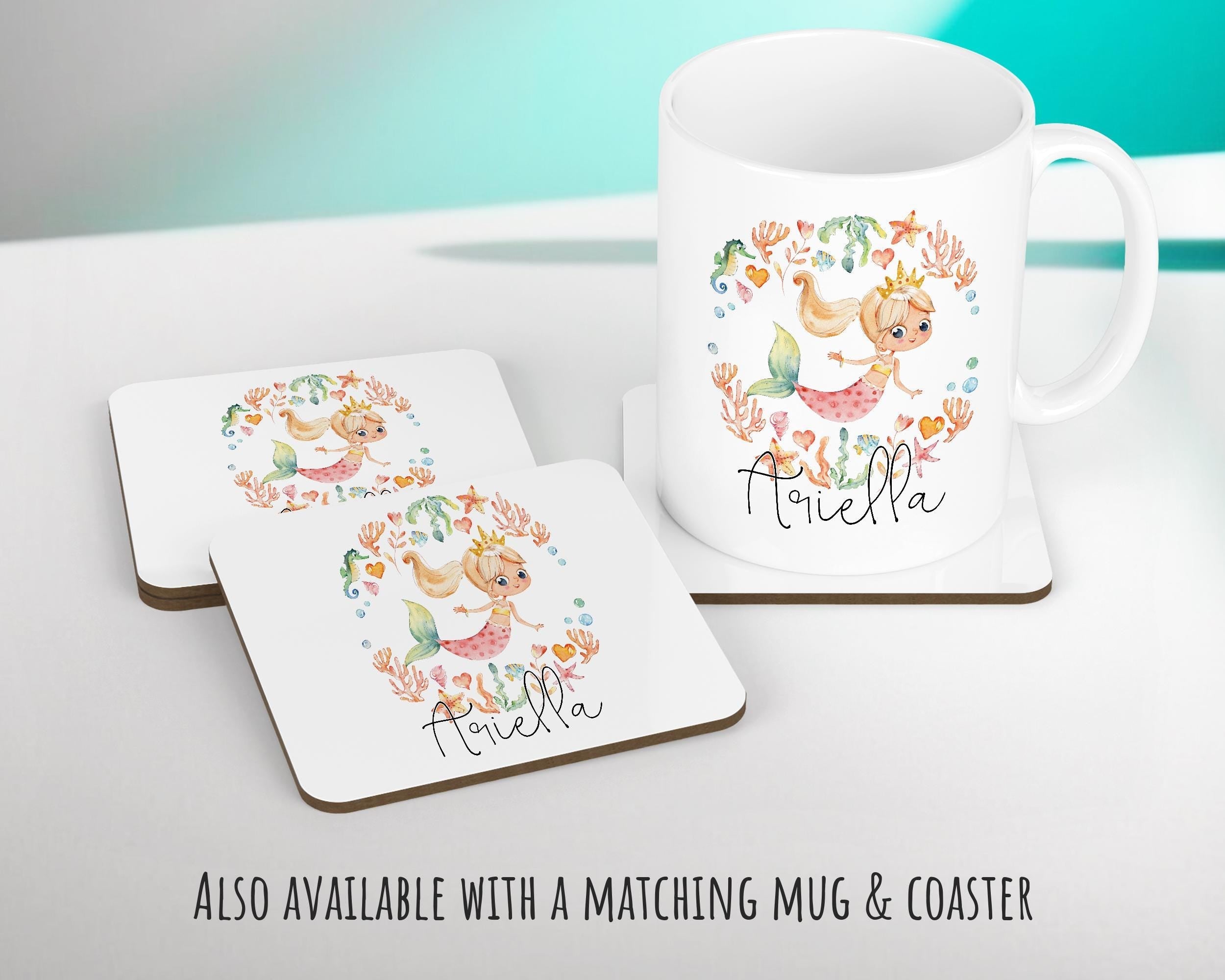 Personalised Blonde Mermaid Cushion Gift Printed Name Design - Throw Pillow Gift For Girls Nursery Bedroom Birthday Christmas Gift CS199