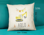 Personalised Digger Cushion Gift Boys Bedroom Printed Name Design - Pillow Gift For Girls Boys Nursery Decor Gift CS260