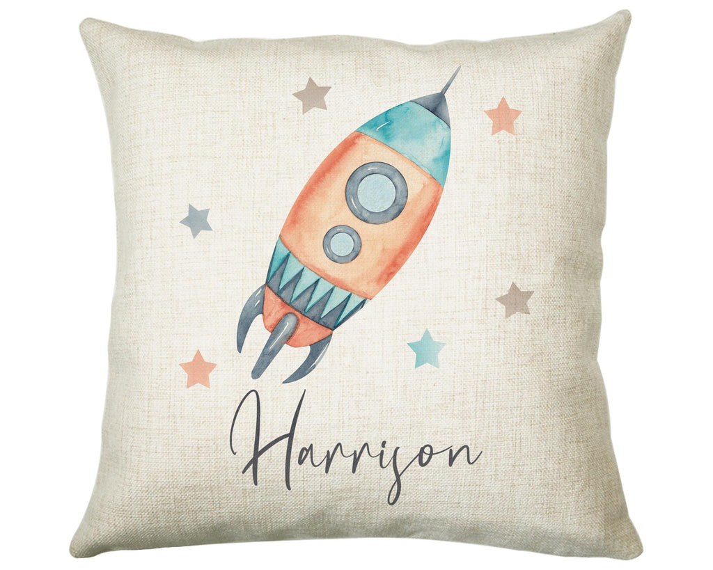 Personalised Space Rocket Cushion Gift Printed Name Design - Pillow Gift For Girls Boys Nursery Bedroom Decor Gift CS249