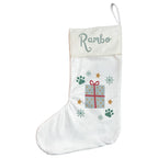 Personalised Pet Christmas Stocking with Paw Prints & Gift Design