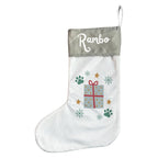 Personalised Pet Christmas Stocking with Paw Prints & Gift Design
