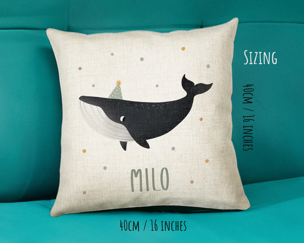 Personalised Whale Cushion Boys Girls Gift Printed Name Design - Custom Pillow For Girls Boys Nursery Bedroom Decor Gift CS277