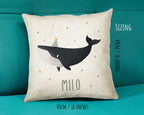Personalised Whale Cushion Boys Girls Gift Printed Name Design - Custom Pillow For Girls Boys Nursery Bedroom Decor Gift CS277