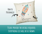 Personalised Space Rocket Cushion Gift Printed Name Design - Pillow Gift For Girls Boys Nursery Bedroom Decor Gift CS249