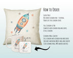 Personalised Space Rocket Cushion Gift Printed Name Design - Pillow Gift For Girls Boys Nursery Bedroom Decor Gift CS249