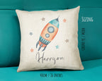 Personalised Space Rocket Cushion Gift Printed Name Design - Pillow Gift For Girls Boys Nursery Bedroom Decor Gift CS249