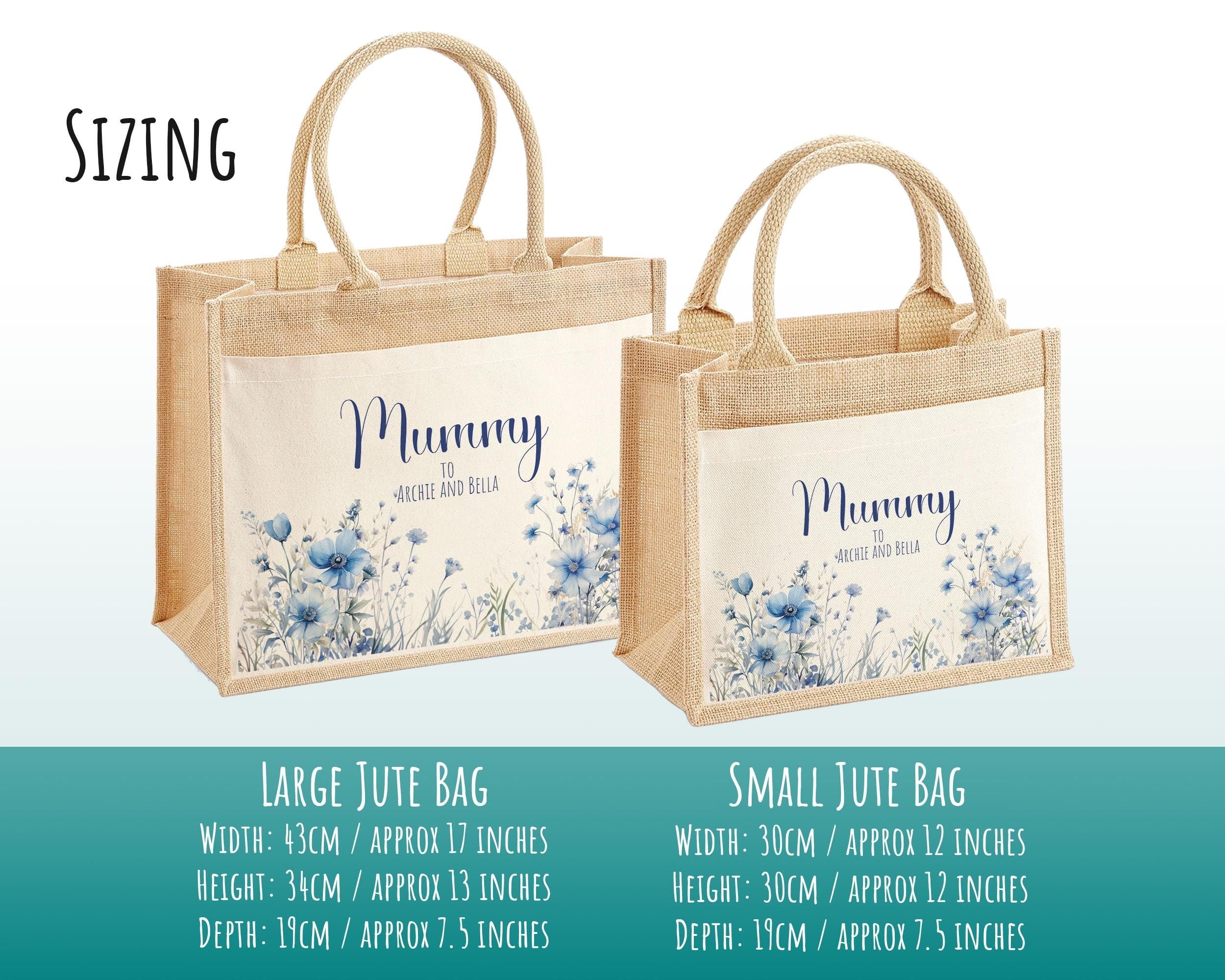 Mummy Gift Personalised Jute Bag -  Mothers Day Gift Floral Tote Bag Gift for Mum Mama - Custom Shopping Market Bag - Mummy Bag BT002