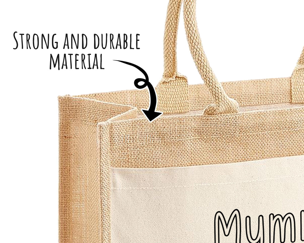 Mummy Gift Personalised Jute Bag -  Mothers Day Gift Floral Tote Bag Gift for Mum Mama - Custom Shopping Market Bag - Mummy Bag BT008