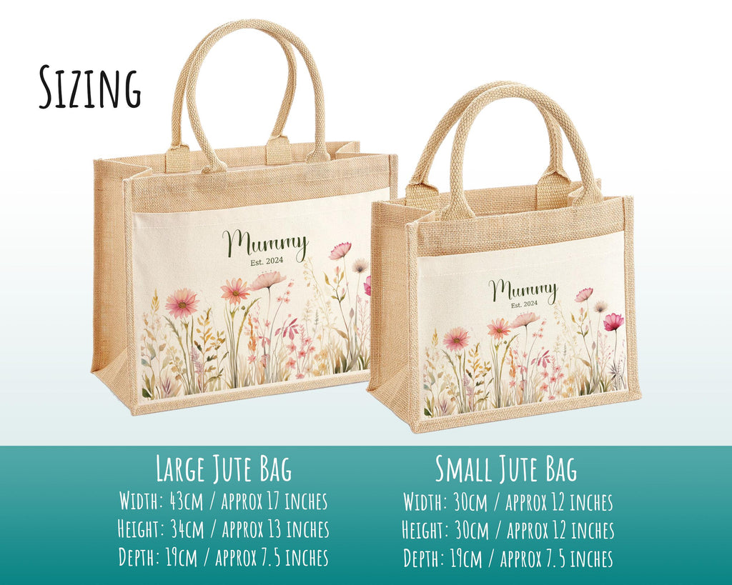 Mummy Gift Personalised Jute Bag -  Mothers Day Gift Floral Tote Bag Gift for Mum Mama - Custom Shopping Market Bag - Mummy Bag BT001