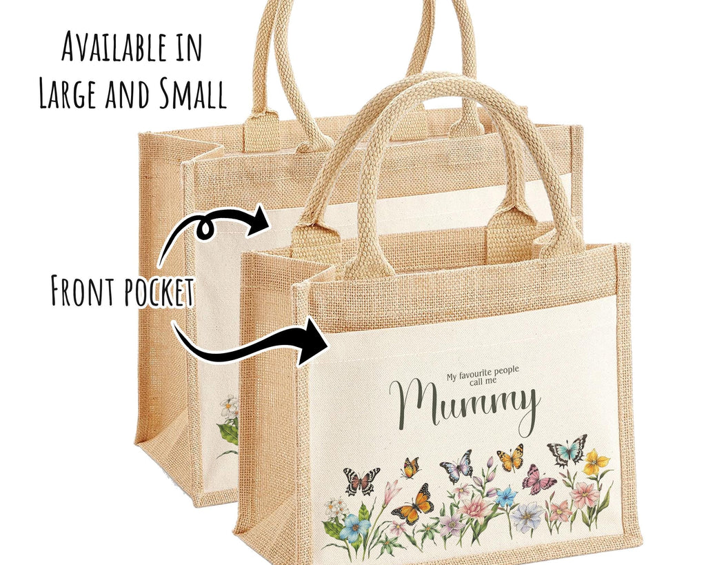 Mummy Gift Personalised Jute Bag -  Mothers Day Gift Floral Tote Bag Gift for Mum Mama - Custom Shopping Market Bag - Mummy Bag BT007