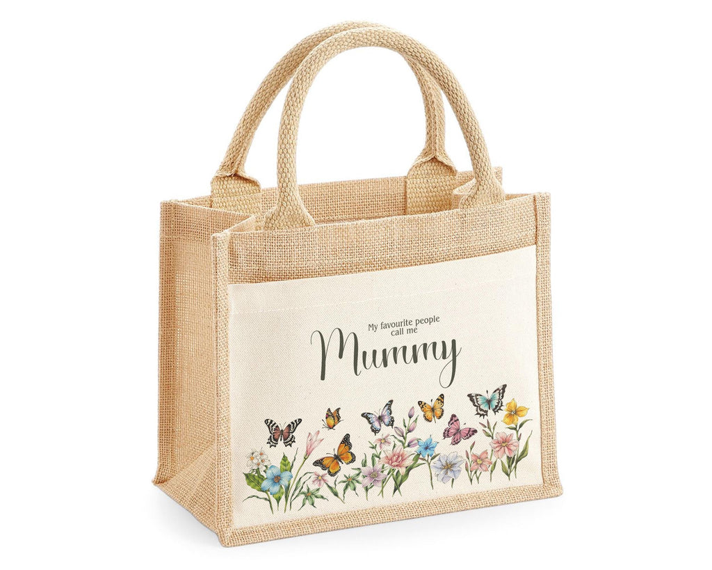 Mummy Gift Personalised Jute Bag -  Mothers Day Gift Floral Tote Bag Gift for Mum Mama - Custom Shopping Market Bag - Mummy Bag BT007