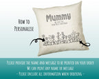 Mummy Gift Cushion - Personalised Scatter Cushion Pillow for Her Women - Hearts Flowers Custom Name Mama Gift for Mum Mothers Day BC008