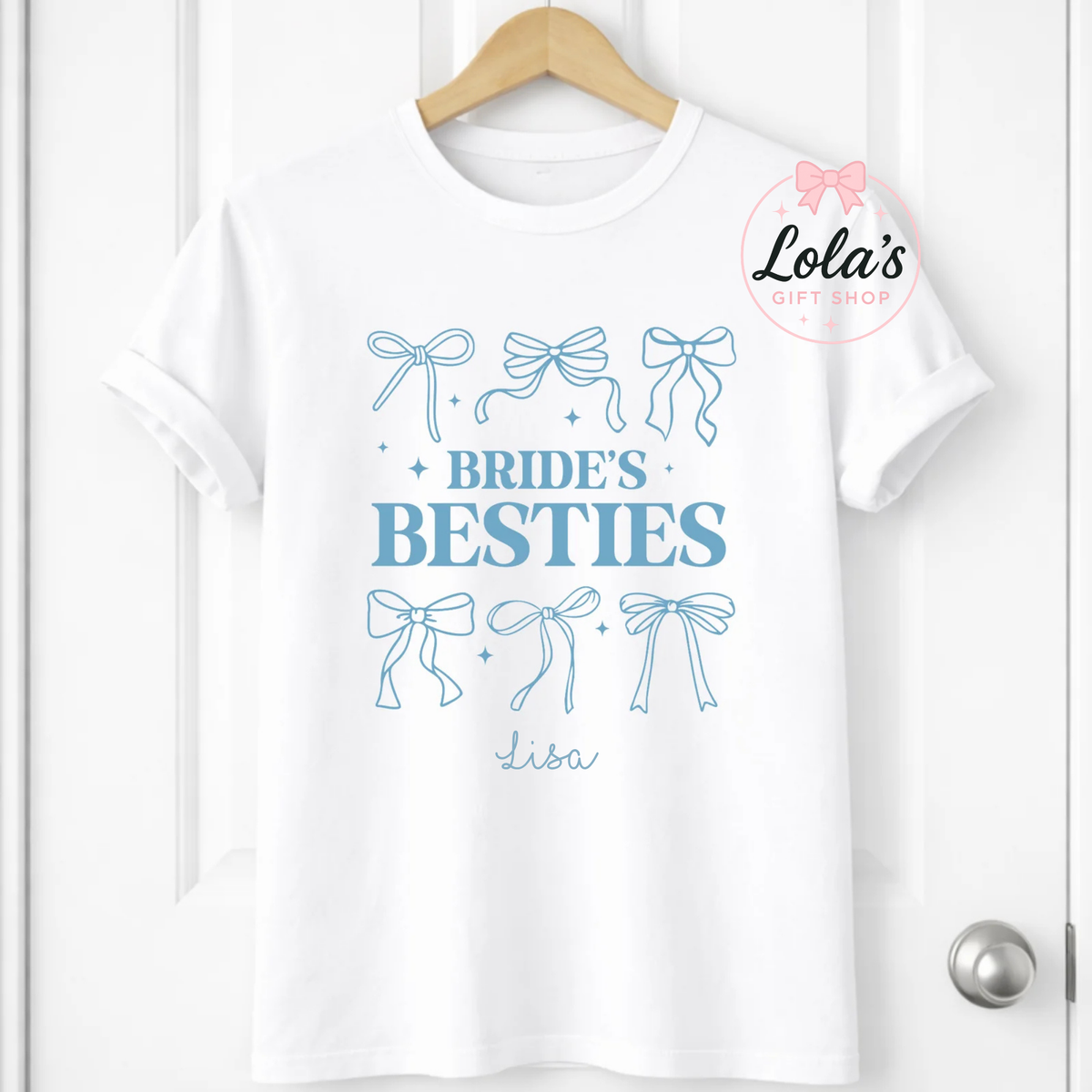 Brides Bestie blue bows Tshirt