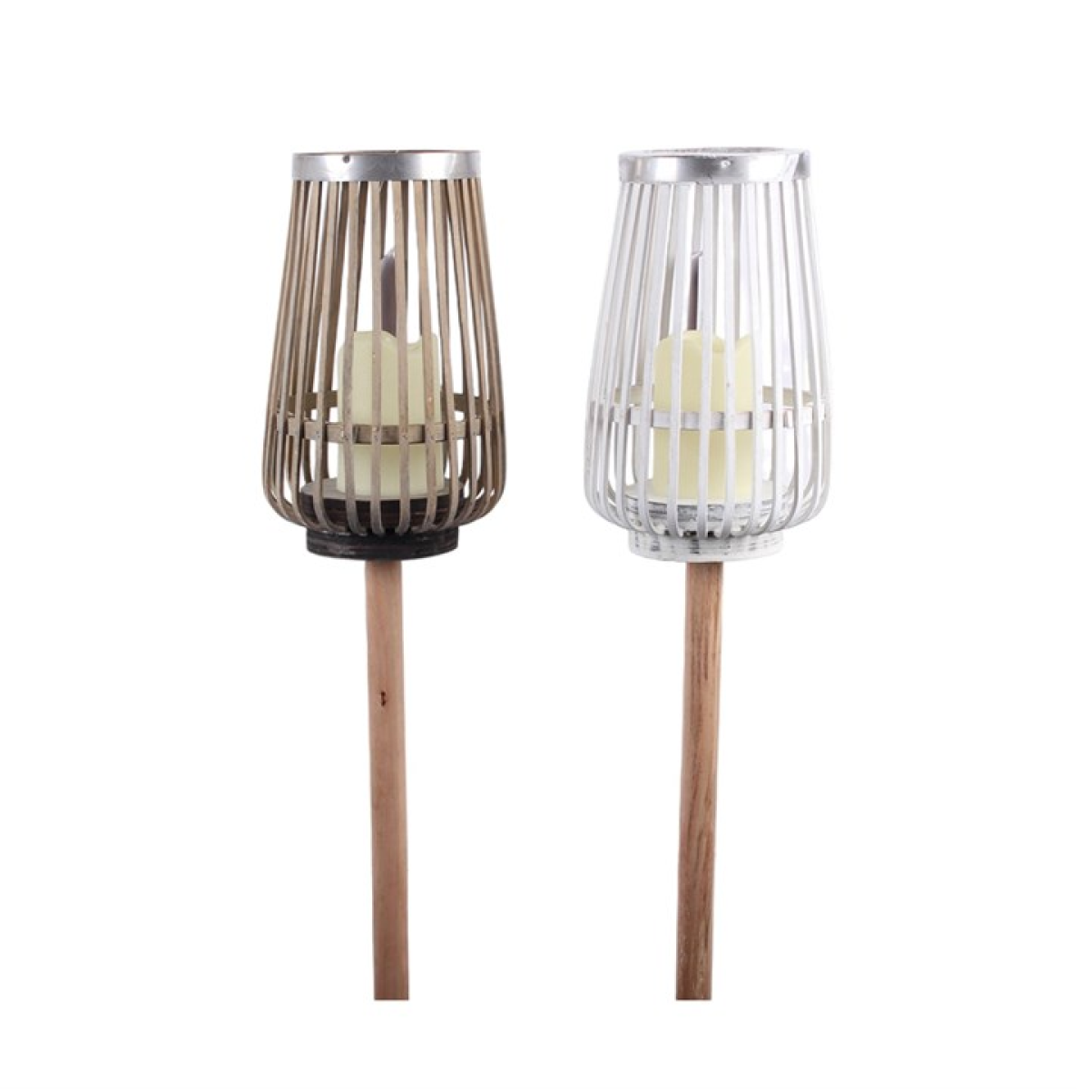Neutral Lantern Stake with LED Candle