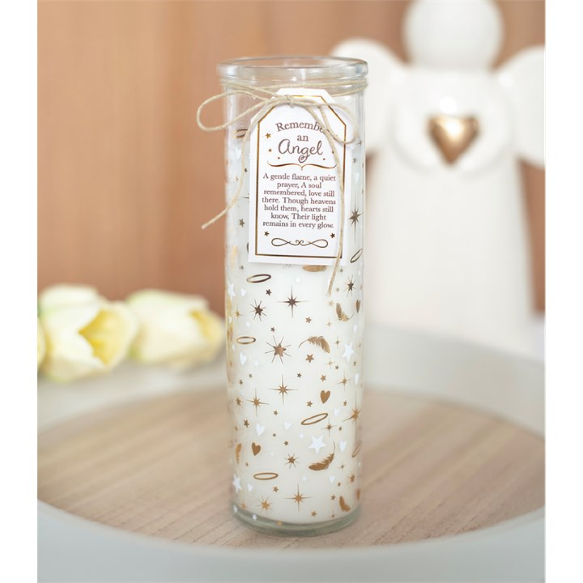 Remember an Angel Feather Print Tube Candle