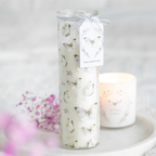 White Butterfly Print Vanilla Tube Candle