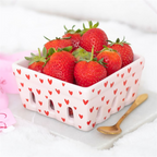Pink Heart Print Ceramic Berry Basket