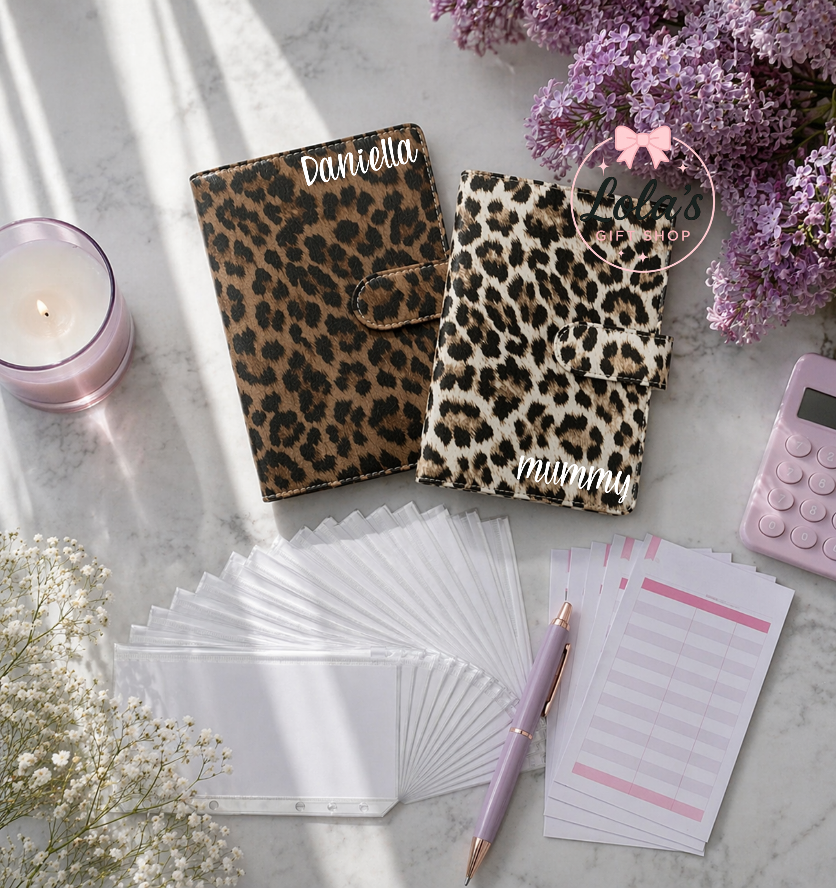 Personalised A6 Leopard Print Budget Binder Set