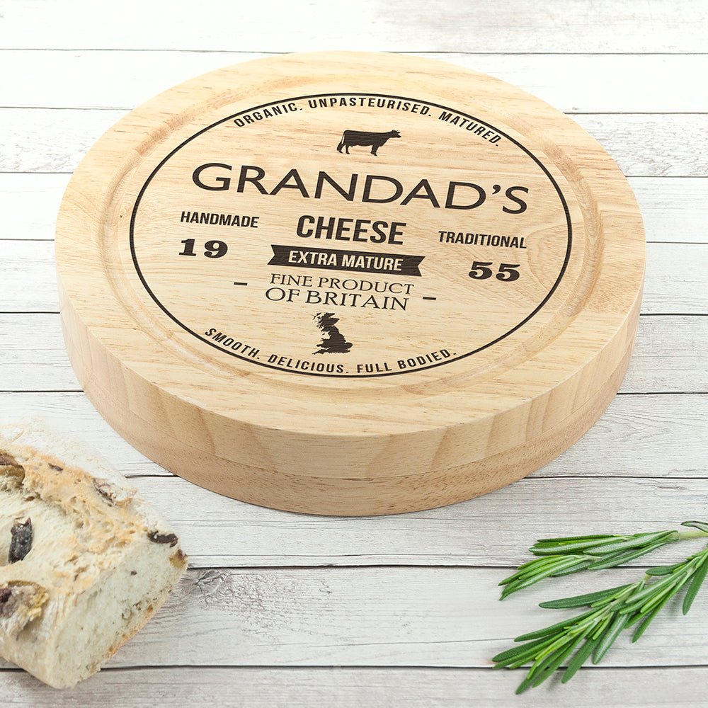 Personalised Traditional Round Cheese Board Set